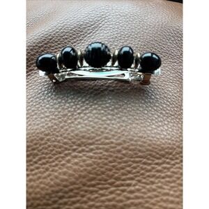 Vintage Handmade Black Beaded Hair Barrette Metal Clip Hair Accessory Updo(1 Pc)